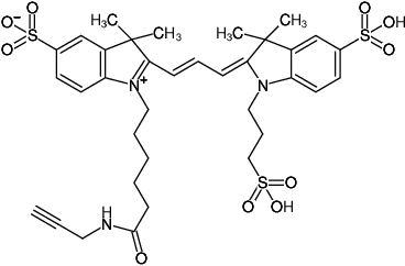Structural formula of Sulfo-Cy3-Alkyne (Abs/Em = 553/566 nm, bis(Triethylammonium) salt)