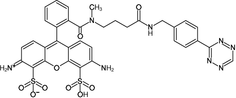 Structural formula of Tetrazine-ATTO-488 (Abs/Em = 501/523 nm, 3-(p-Benzylamino)-1,2,4,5-tetrazine - ATTO 488)