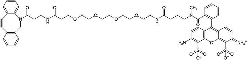 Structural formula of DBCO-PEG4-ATTO-488 (Abs/Em = 501/523 nm)