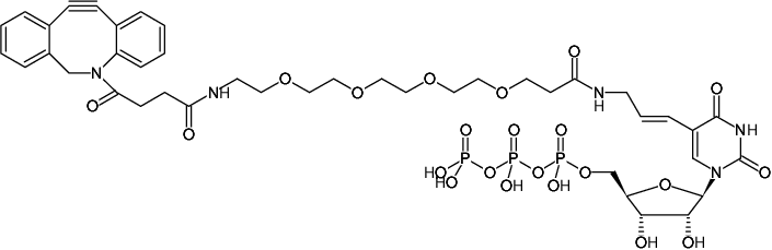 Structural formula of 5-DBCO-PEG4-UTP (5-Dibenzylcyclooctyl-PEG4-uridine-5'-triphosphate, Triethylammonium salt)