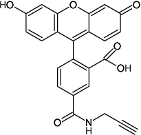 Structural formula of 5-FAM-Alkyne (Abs/Em = 490/513 nm)
