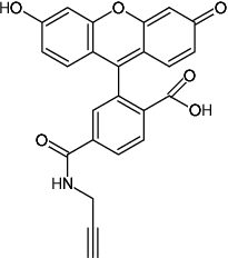 Structural formula of 6-FAM-Alkyne (Abs/Em = 490/513 nm)