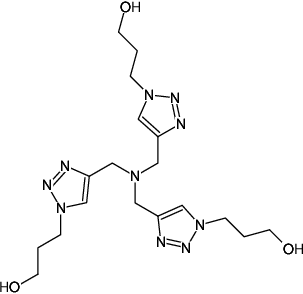 Structural formula of THPTA (Tris((1-hydroxy-propyl-1H-1,2,3-triazol-4-yl)methyl)amine)