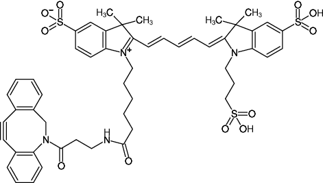 Structural formula of DBCO-Sulfo-Cy5 (Abs/Em = 646/661 nm)