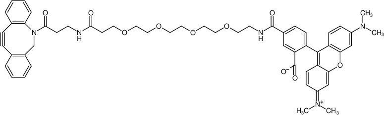 Structural formula of DBCO-PEG4-5-TAMRA (Abs/Em = 560/565 nm)