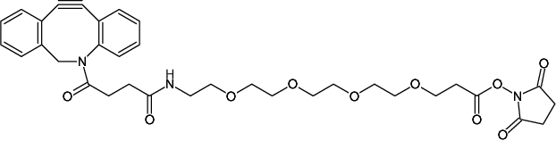 Structural formula of DBCO-PEG4-NHS ester (Dibenzylcyclooctyne-PEG4-NHS ester)