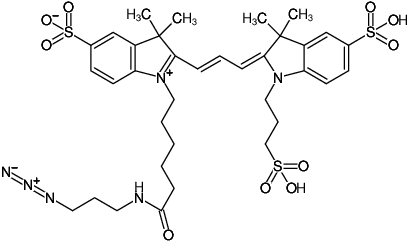 Structural formula of Sulfo-Cy3-Azide (Abs/Em = 553/566 nm, bis(Triethylammonium) salt)