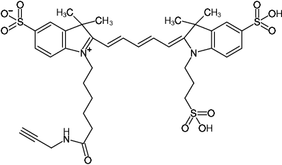 Structural formula of Sulfo-Cy5-Alkyne (Abs/Em = 647/663 nm, bis(Triethylammonium) salt)