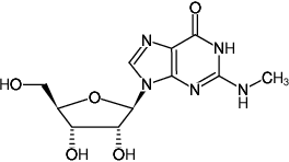 Structural formula of N2-Methyl-guanosine ((m2G))