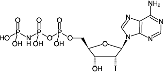 Structural formula of 2'-Iodo-dAppNHp ((2'I-dAppNHp, 2'I-dAMPPNP), 2'-Iodo-2'-deoxyadenosine-5'-[(β,γ)-imido]triphosphate, Sodium salt)