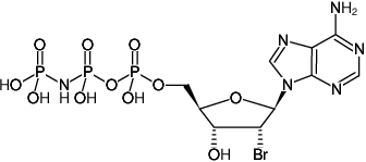 Structural formula of 2'-Bromo-dAppNHp ((2'Br-dAppNHp, 2'Br-dAMPPNP), 2'-Bromo-2'-deoxyadenosine-5'-[(β,γ)-imido]triphosphate, Triethylammonium salt)