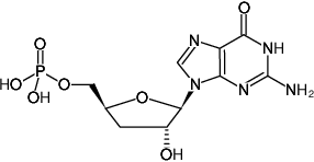 Structural formula of 3'-dGMP (3'-Deoxyguanosine-5'-monophosphate, Sodium salt)