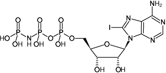 Structural formula of 8-Iodo-AppNHp ((8I-AppNHp, 8I-AMPPNP), 8-Iodo-adenosine-5'-[(β,γ)-imido]triphosphate, Sodium salt)