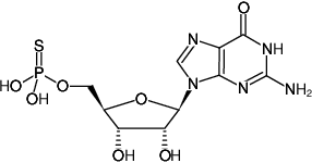 Structural formula of GMPαS (Guanosine-5'-(α-thio)-monophosphate, Sodium salt)