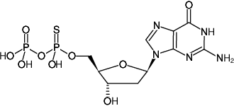 Structural formula of dGDPαS (2'-Deoxyguanosine-5'-(α-thio)-diphosphate, Sodium salt)