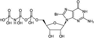 Structural formula of 8-Bromo-GppNHp ((8Br-GppNHp, 8Br-GMPPNP), 8-Bromo-guanosine-5'-[(β,γ)-imido]triphosphate, Sodium salt)