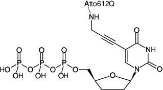 Structural formula of 5-Propargylamino-ddUTP-ATTO-612Q (5-Propargylamino-2',3'-dideoxyuridine-5'-triphosphate, labeled with ATTO 612Q, Triethylammonium salt)