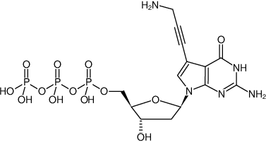 Structural formula of 7-Deaza-7-propargylamino-dGTP (7-Deaza-7-propargylamino-2'-deoxyguanosine-5'-triphosphate, Sodium salt)