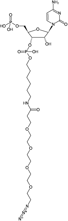 Structural formula of pCp-Azide (Cytidine-5'-phosphate-3'-(15-azido-4,7,10,13-tetraoxa-pentadecanoyl-6-aminohexyl)phosphate, Triethylammonium salt)