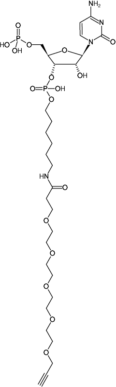 Structural formula of pCp-Alkyne (Cytidine-5'-phosphate-3'-(15-alkyne-4,7,10,13-tetraoxa-pentadecanoyl-6-aminohexyl)phosphate, Triethylammonium salt)