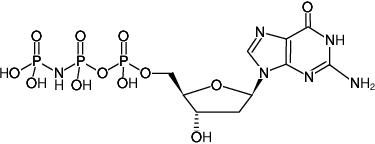 Structural formula of dGppNHp ((dGMPPNP), 2'-Deoxyguanosine-5'-[(β,γ)-imido]triphosphate, Lithium salt)