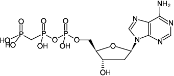 Structural formula of dAppCp ((dAMPPCP), 2'-Deoxyadenosine-5'-[(β,γ)-methyleno]triphosphate, Sodium salt)