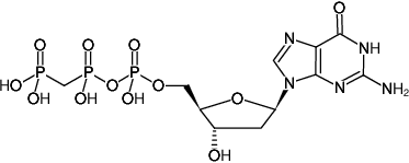Structural formula of dGppCp ((dGMPPCP), 2'-Deoxyguanosine-5'-[(β,γ)-methyleno]triphosphate, Sodium salt)
