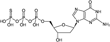 Structural formula of dGTPγS (2'-Deoxyguanosine-5'-(γ-thio)-triphosphate, Lithium salt)
