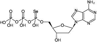 Structural formula of dATPαSe (2'-Deoxyadenosine-5'-(α-seleno)-triphosphate, Sodium salt (Mixture of Rp and Sp isomers))