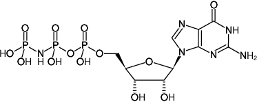 Structural formula of GppNHp - Tetralithium salt ((GMPPNP), Guanosine-5'-[( β,γ )-imido]triphosphate, Tetralithium salt)