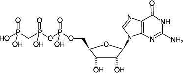 Structural formula of GppCp ((GMPPCP), Guanosine-5'-[(β,γ)-methyleno]triphosphate, Sodium salt)