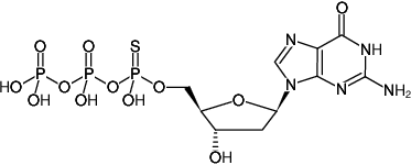 Structural formula of dGTPαS (2'-Deoxyguanosine-5'-(α-thio)-triphosphate, Sodium salt; (Mixture of Rp and Sp isomers))