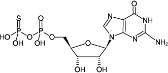 Structural formula of GDPβS (Guanosine-5'-(β-thio)-diphosphate, Sodium salt)