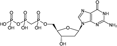 Structural formula of dGpCpp ((dGMPCPP), 2'-Deoxyguanosine-5'-[(α,β)-methyleno]triphosphate, Sodium salt)