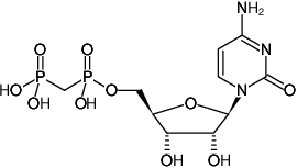 Structural formula of CpCp ((CMPCP), Cytidine-5'-[(α,β)-methyleno]diphosphate, Sodium salt)
