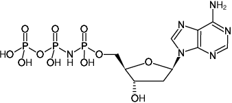 Structural formula of dApNHpp ((dAMPNPP), 2'-Deoxyadenosine-5'-[(α,β)-imido]triphosphate, Sodium salt)
