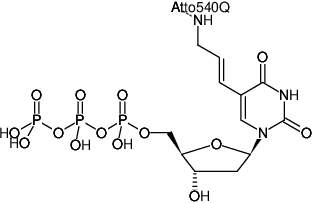 Structural formula of Aminoallyl-dUTP-ATTO-540Q (5-(3-Aminoallyl)-2'-deoxyuridine-5'-triphosphate, labeled with ATTO 540Q, Triethylammonium salt)