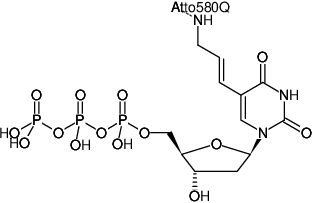 Structural formula of Aminoallyl-dUTP-ATTO-580Q (5-(3-Aminoallyl)-2'-deoxyuridine-5'-triphosphate, labeled with ATTO 580Q, Triethylammonium salt)