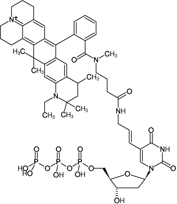 Structural formula of Aminoallyl-dUTP-ATTO-647N (5-(3-Aminoallyl)-2'-deoxyuridine-5'-triphosphate, labeled with ATTO 647N, Triethylammonium salt)