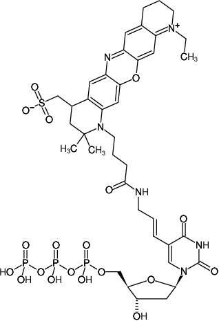 Structural formula of Aminoallyl-dUTP-ATTO-655 (5-(3-Aminoallyl)-2'-deoxyuridine-5'-triphosphate, labeled with ATTO 655, Triethylammonium salt)