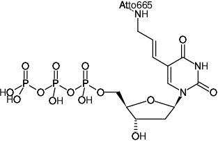 Structural formula of Aminoallyl-dUTP-ATTO-665 (5-(3-Aminoallyl)-2'-deoxyuridine-5'-triphosphate, labeled with ATTO 665, Triethylammonium salt)