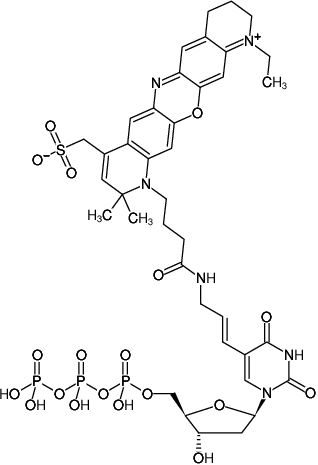 Structural formula of Aminoallyl-dUTP-ATTO-680 (5-(3-Aminoallyl)-2'-deoxyuridine-5'-triphosphate, labeled with ATTO 680, Triethylammonium salt)