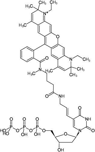 Structural formula of Aminoallyl-dUTP-ATTO-Rho13 (5-(3-Aminoallyl)-2'-deoxyuridine-5'-triphosphate, labeled with ATTO Rho13, Triethylammonium salt)