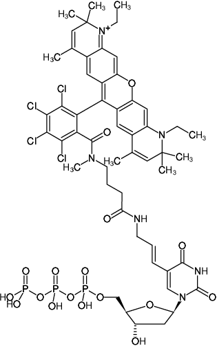 Structural formula of Aminoallyl-dUTP-ATTO-Rho14 (5-(3-Aminoallyl)-2'-deoxyuridine-5'-triphosphate, labeled with ATTO Rho14, Triethylammonium salt)