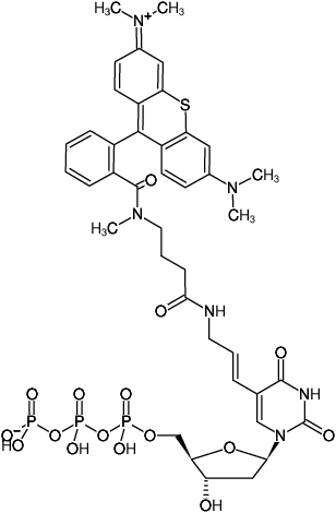 Structural formula of Aminoallyl-dUTP-ATTO-Thio12 (5-(3-Aminoallyl)-2'-deoxyuridine-5'-triphosphate, labeled with ATTO Thio12, Triethylammonium salt)