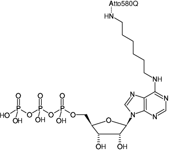 Structural formula of N6-(6-Aminohexyl)-ATP-ATTO-580Q (N6-(6-Aminohexyl)-adenosine-5'-triphosphate, labeled with ATTO 580Q, Triethylammonium salt)