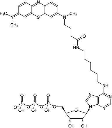 Structural formula of N6-(6-Aminohexyl)-ATP-ATTO-MB2 (N6-(6-Aminohexyl)-adenosine-5'-triphosphate, labeled with ATTO-MB2, Triethylammonium salt)