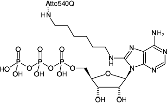 Structural formula of 8-(6-Aminohexyl)-amino-ATP-ATTO-540Q (8-(6-Aminohexyl)-amino-adenosine-5'-triphosphate, labeled with ATTO 540Q, Triethylammonium salt)