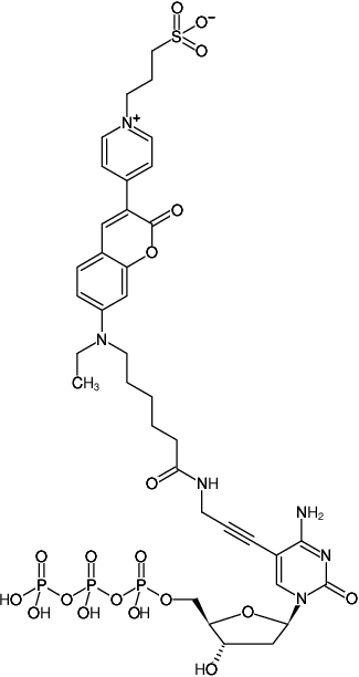 Structural formula of 5-Propargylamino-dCTP-DY-485XL (5-Propargylamino-2'-deoxycytidine-5'-triphosphate, labeled with DY 485XL, Triethylammonium salt)