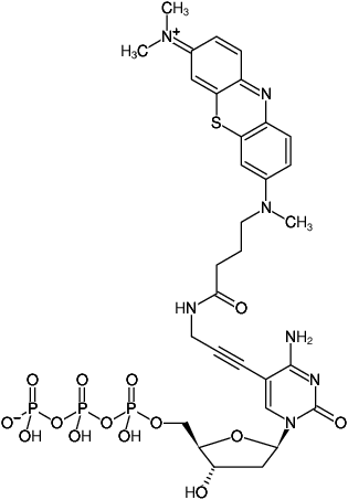 Structural formula of 5-Propargylamino-dCTP-ATTO-MB2 (5-Propargylamino-2'-deoxycytidine-5'-triphosphate, labeled with ATTO-MB2, Triethylammonium salt)